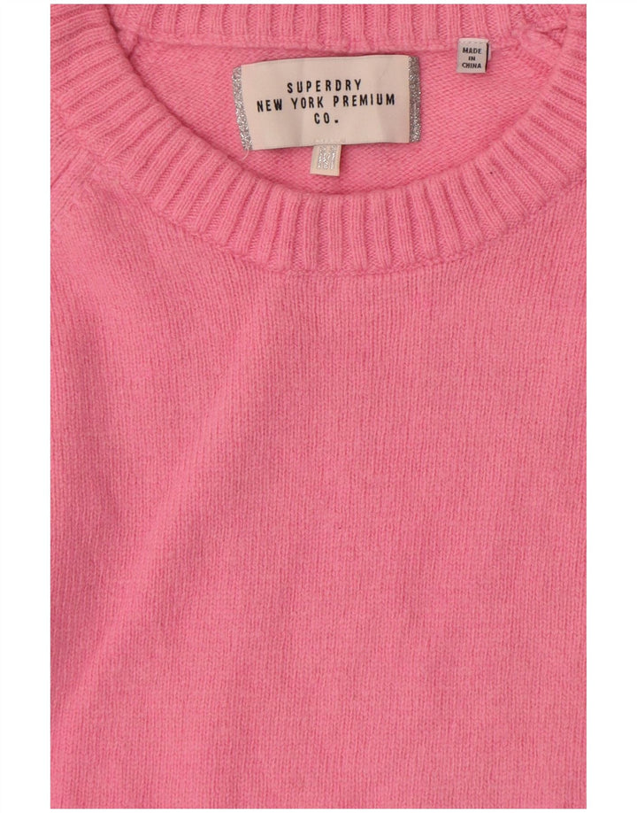 Damski sweter Superdry z okrągłym dekoltem, UK 14, średni róż