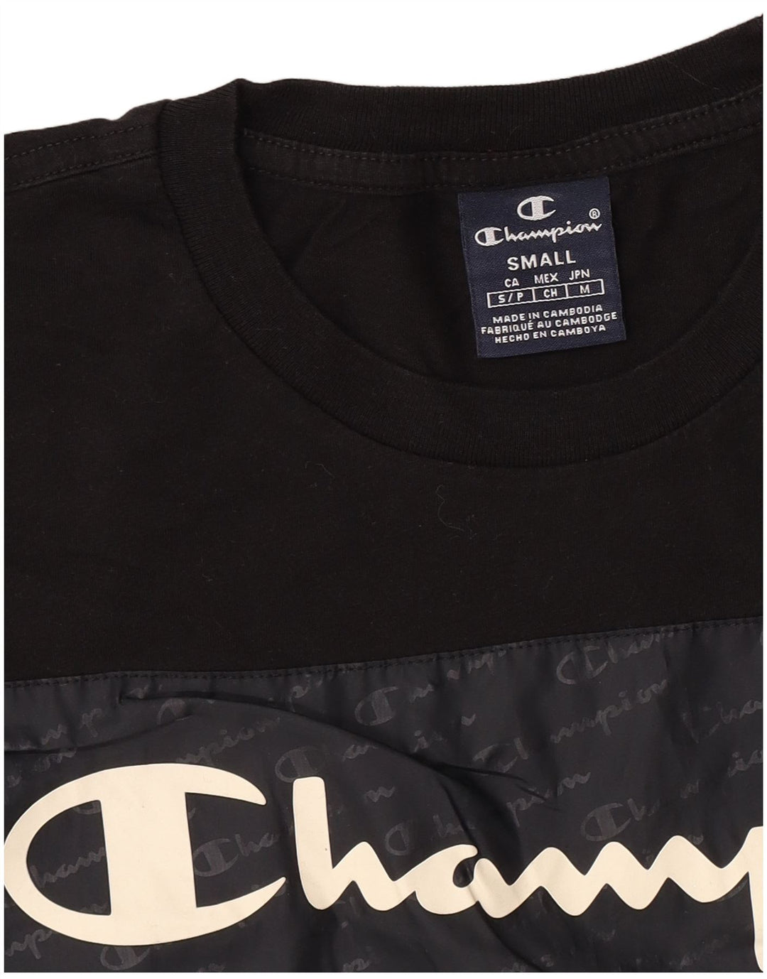 Męski T-shirt Champion z grafiką, mały, czarny, z blokami kolorów