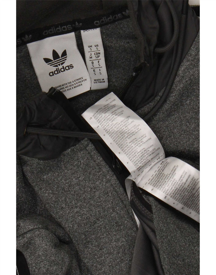 Męski sweter Adidas z grafiką i zamkiem błyskawicznym, mały, szary, kolorowy poliester