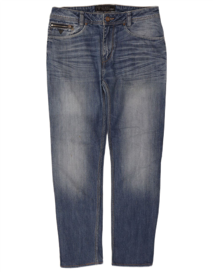 Guess Męskie Proste Dżinsy W32 L29 Niebieskie Bawełniane