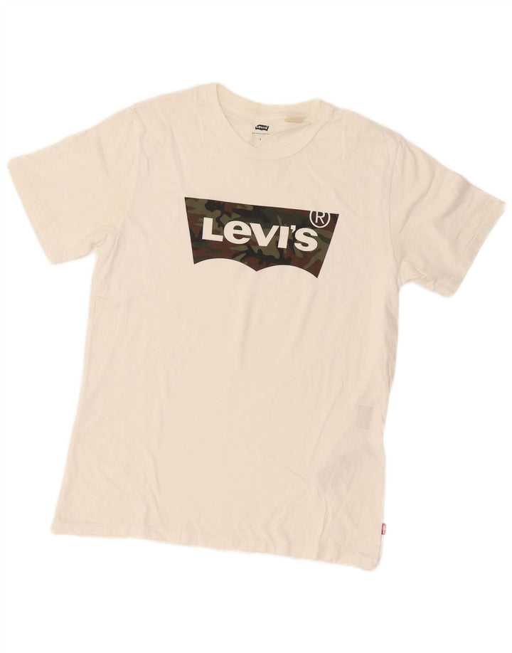 Męski T-shirt z grafiką Levi's, mały, biały, bawełniany