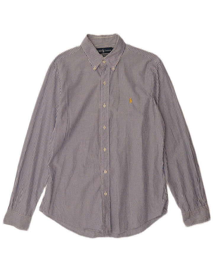 RALPH LAUREN Męska koszula o dopasowanym kroju, bawełniana w średnie niebieskie paski