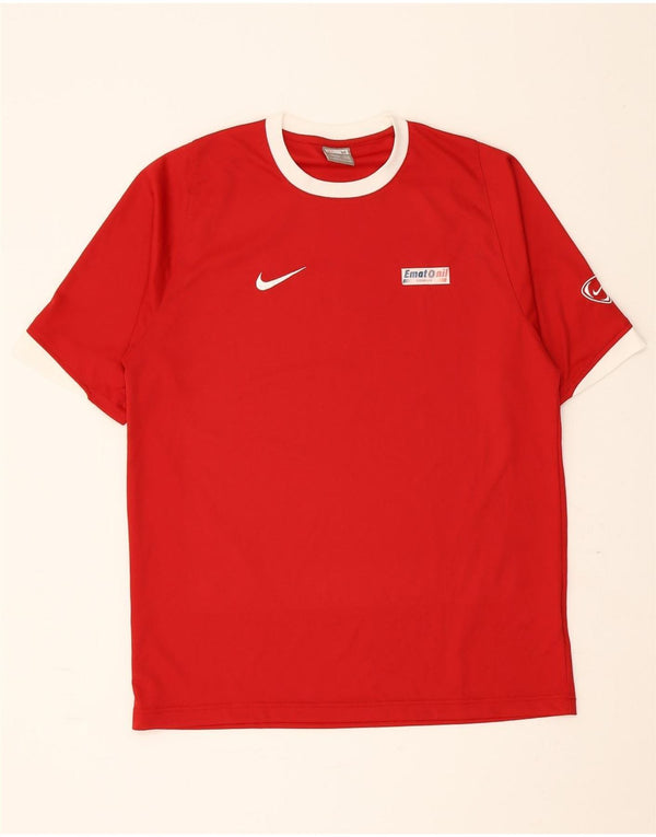 NIKE Mens T-Shirt Top UK 39/41 Medium Red Colourblock Polyester