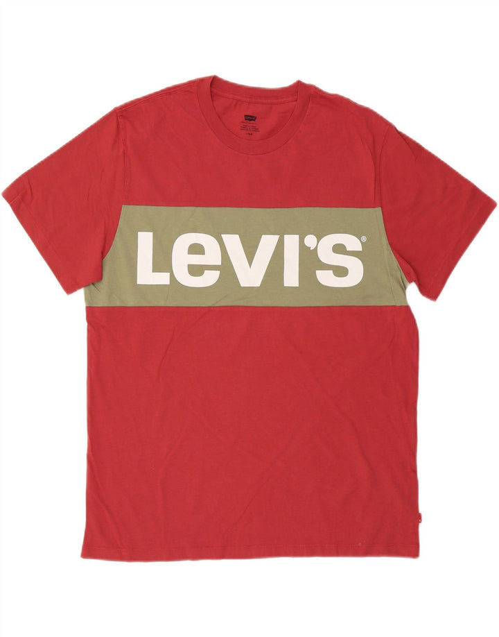 Męski T-shirt z grafiką LEVI'S, duży, czerwony blok kolorów