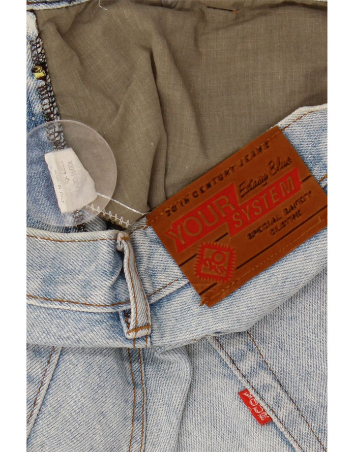 Vintage męskie proste dżinsy W34 L30 niebieska bawełna