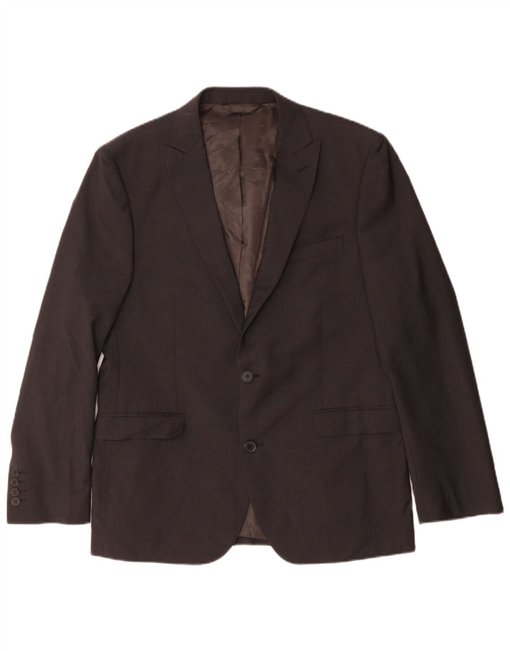 Dkny Męska marynarka slim fit zapinana na 2 guziki UK 40 Duża brązowa wełna