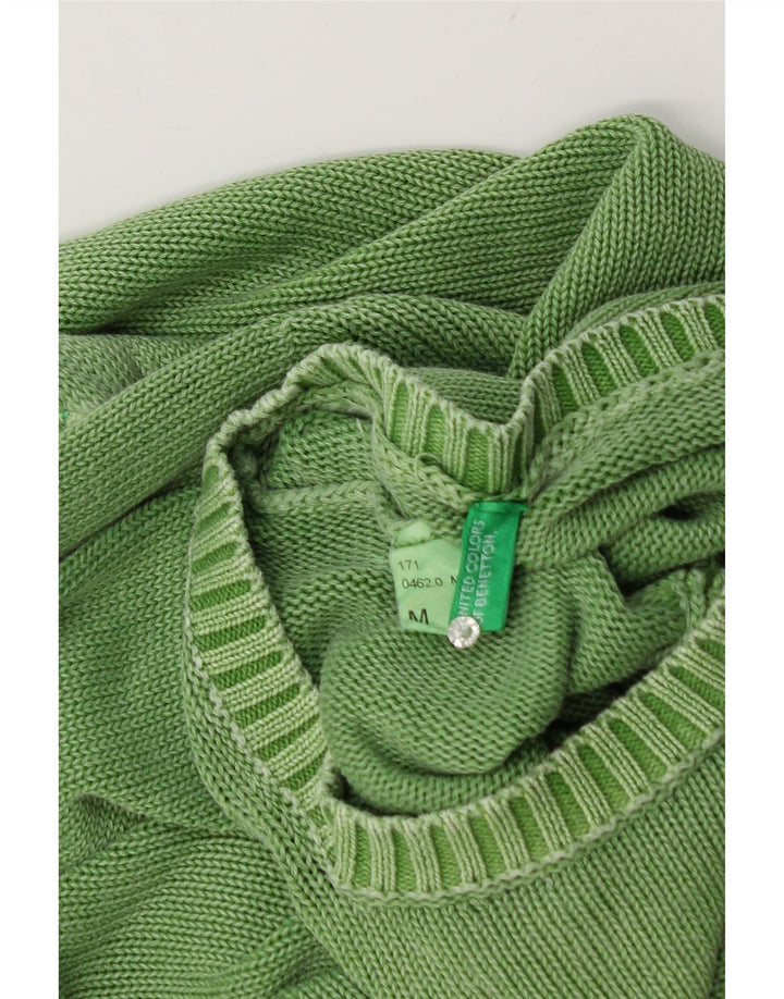 Męski sweter z okrągłym dekoltem Benetton, średnio zielony