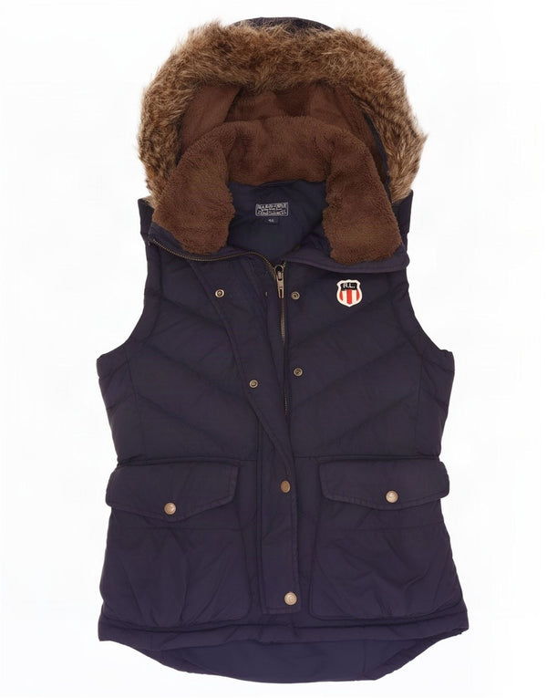 Damska wyściełana kamizelka z kapturem Ralph Lauren UK 6 XS, granatowa, bawełniana