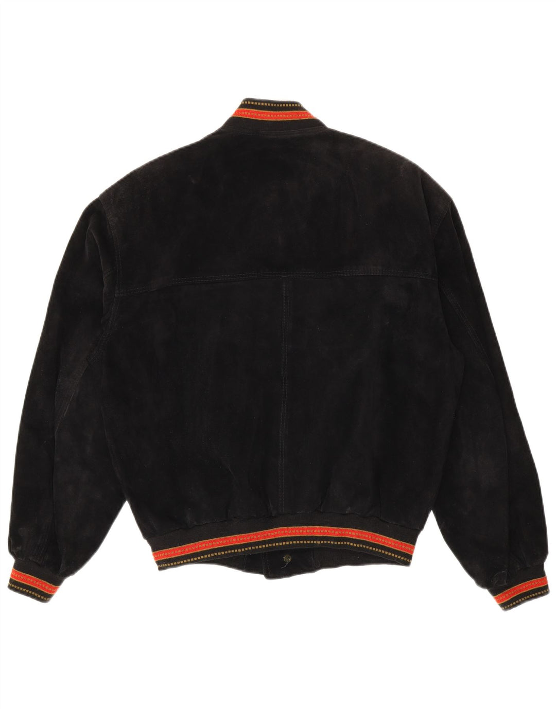Vintage męska zamszowa kurtka bomber IT 48, średnia czarna skóra w paski