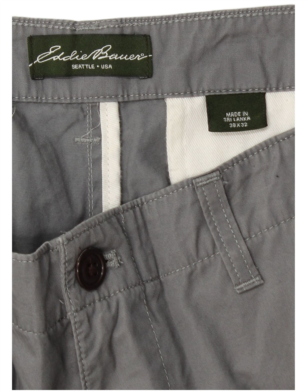 Męskie proste spodnie chino EDDIE BAUER W38 L32 Szara bawełna