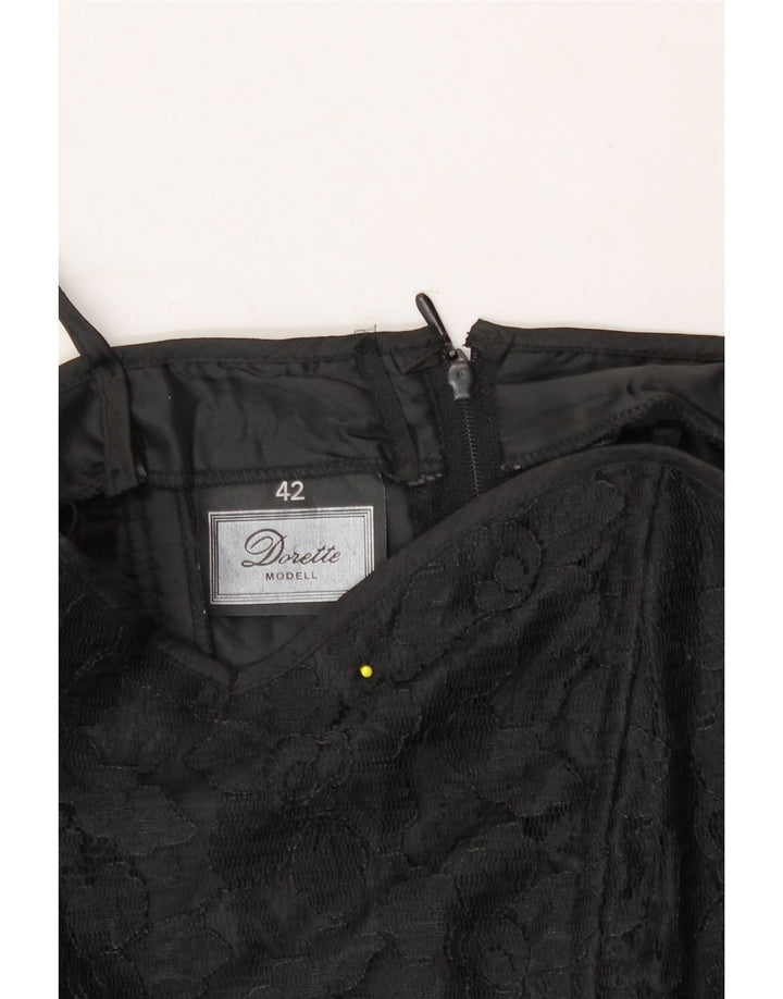 DORETTE Womens Ruffle A-Line Dress IT 42 Medium Black Vintage Dorette and Second-Hand Dorette from Messina Hembry 