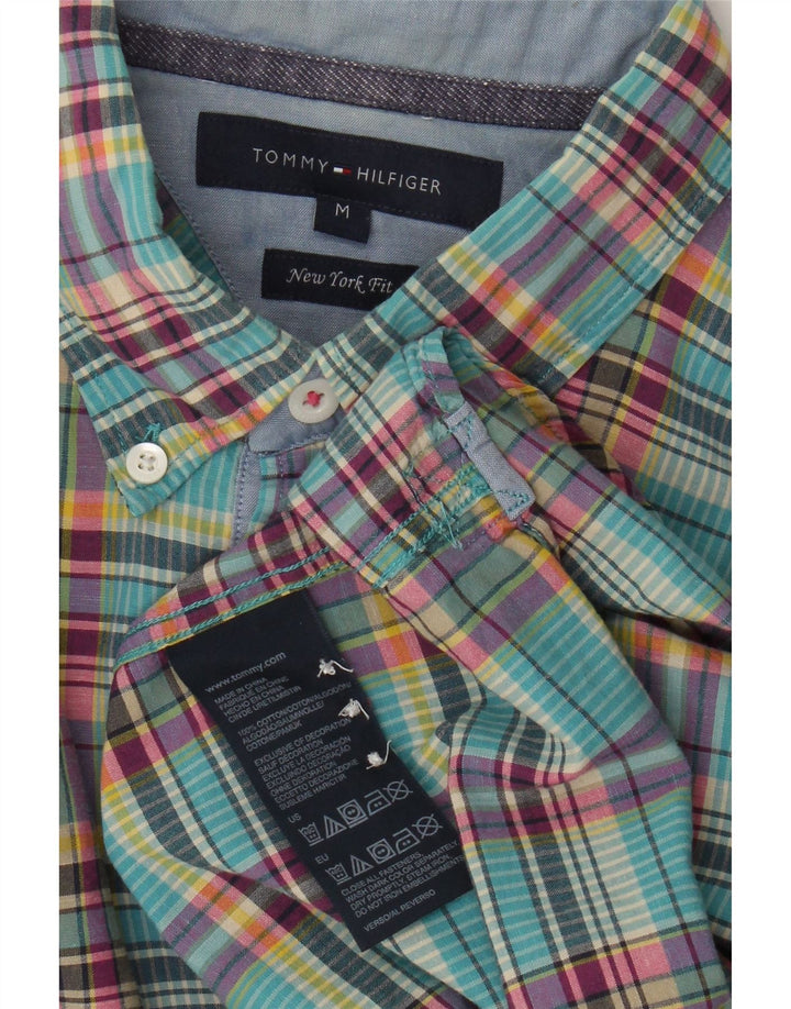 Męska koszula Tommy Hilfiger New York Fit w średnią turkusową kratkę, bawełniana