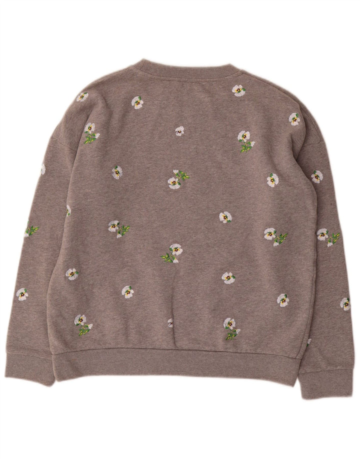 Damski sweter oversize JACK WILLS UK 8, mały, szary w kwiaty