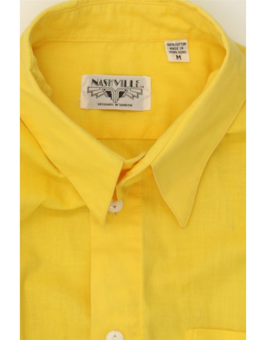 NASHVILLE Mens Shirt Medium Yellow Cotton Vintage Nashville and Second-Hand Nashville from Messina Hembry 