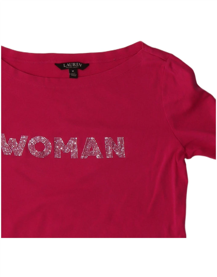 Damska koszulka z grafiką Ralph Lauren Top UK 14 Średnioróżowa bawełna