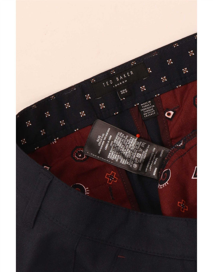 Męskie proste spodnie garniturowe Ted Baker W32 L30 Granatowy poliester