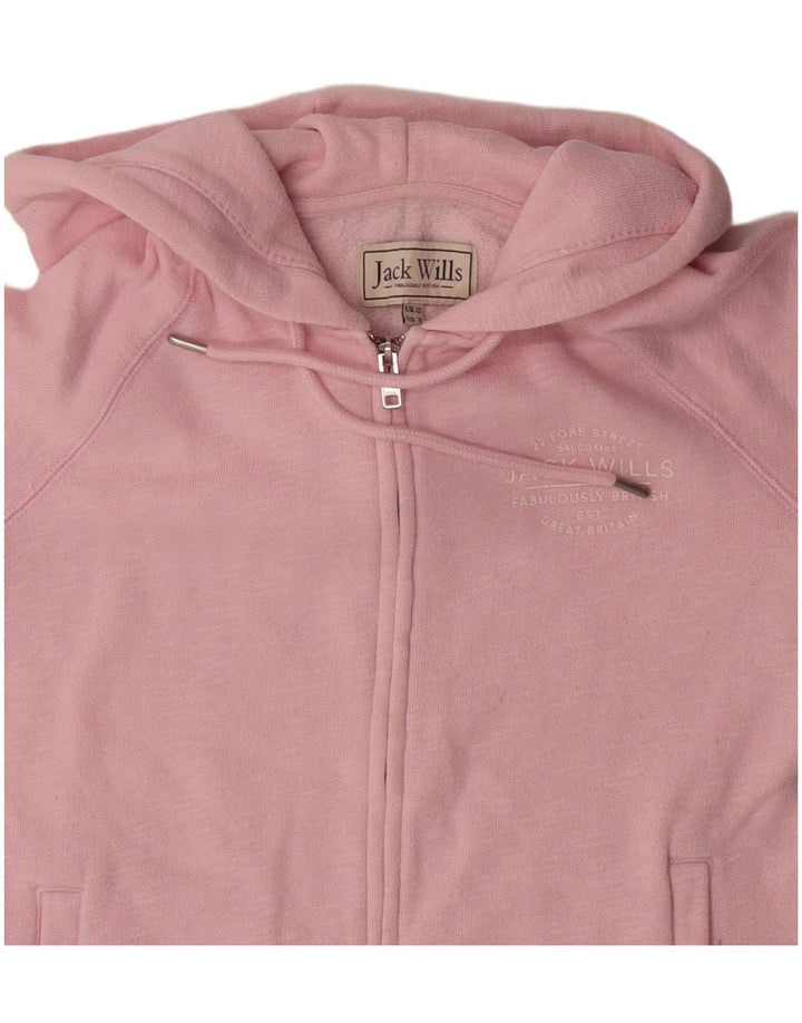 Damski sweter z kapturem i zamkiem Jack Wills UK 12 Średni różowy bawełniany