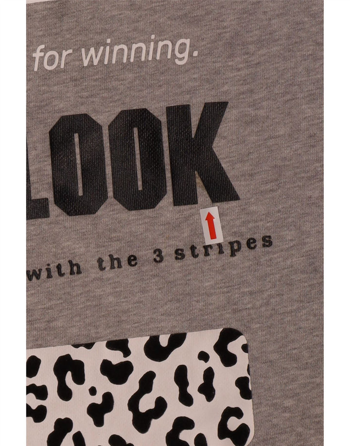 Męska bluza z grafiką ADIDAS, duża, szara, bawełniana