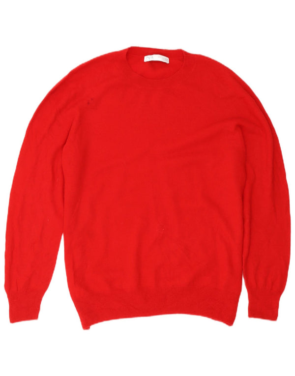 Sweter damski Zara z okrągłym dekoltem UK 18 XL, czerwona wełna