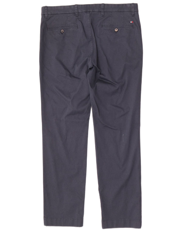 Męskie proste spodnie chino Tommy Hilfiger W34 L30 granatowe geometryczne
