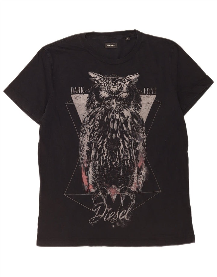 Męski T-shirt Diesel z grafiką, duży, granatowy