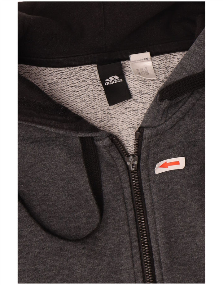 Adidas Męski sweter z kapturem i zamkiem błyskawicznym, duży, szary, bawełniany