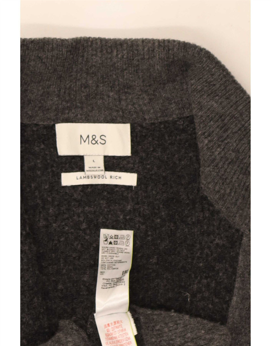Marks & Spencer Męski sweter rozpinany, duży, szary, bawełniany