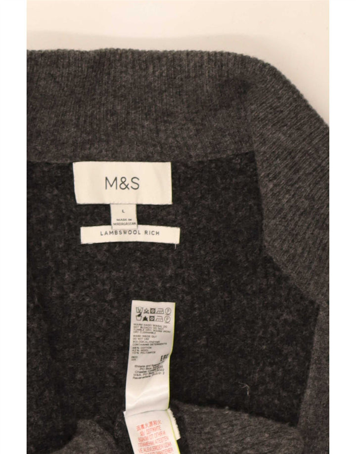 Marks & Spencer Męski sweter rozpinany, duży, szary, bawełniany