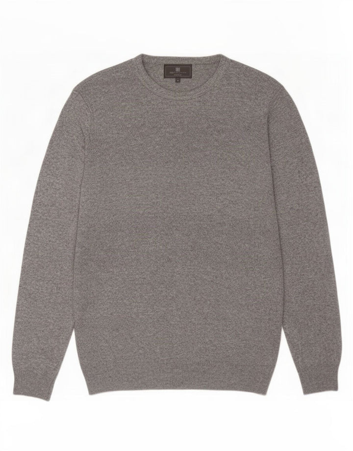 Marks & Spencer Męski sweter z okrągłym dekoltem, średnioszary, nakrapiany