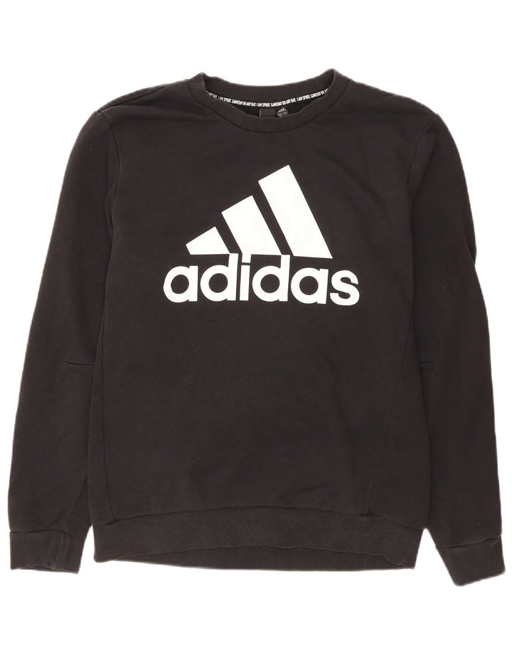 Męska bluza Adidas z grafiką, średnia czarna bawełniana