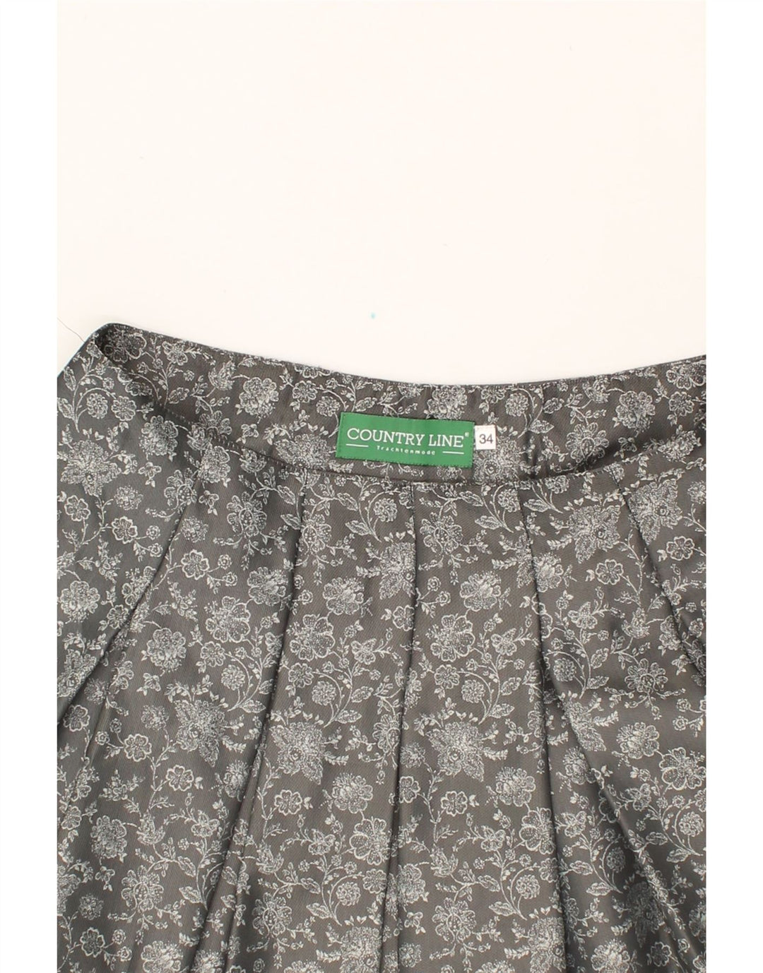 VINTAGE Womens Mini Skirt EU 34 XS W30  Grey Floral Polyester Vintage Vintage and Second-Hand Vintage from Messina Hembry 