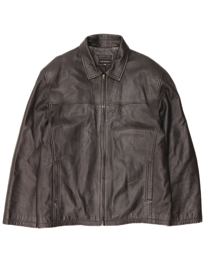 Vintage męska skórzana kurtka UK 44 2XL czarna skóra