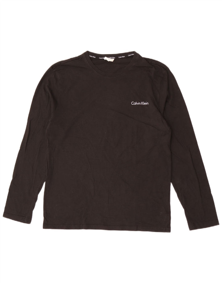 CALVIN KLEIN Męski top z długim rękawem, duży, czarny, bawełniany
