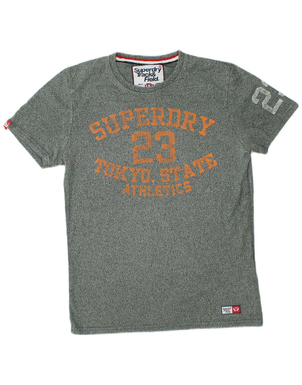 Męska koszulka z grafiką SUPERDRY Top, średnia, zielona bawełna w cętki