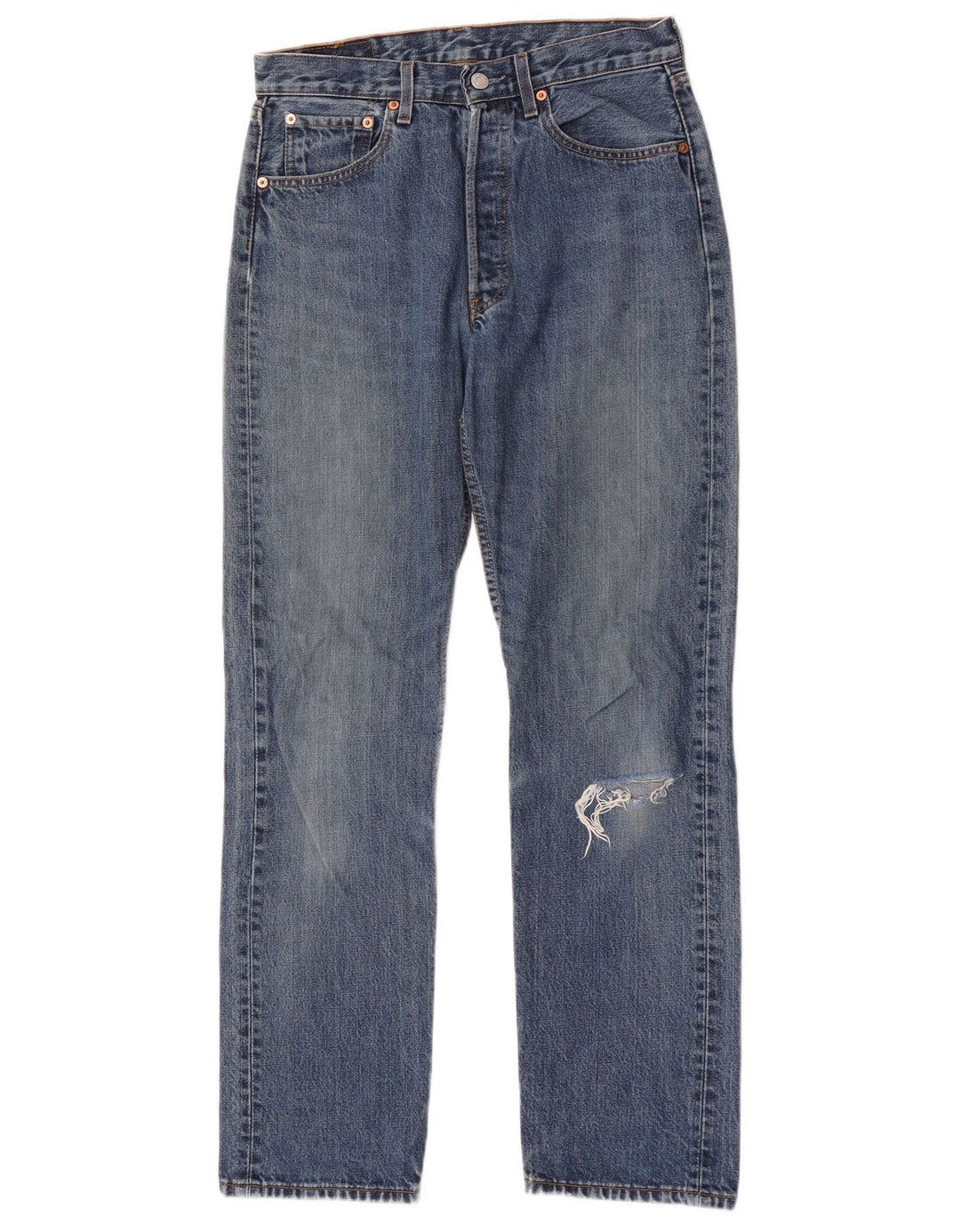 Damskie jeansy Levi's 501 w trudnej sytuacji W31 L32 Niebieskie bawełniane