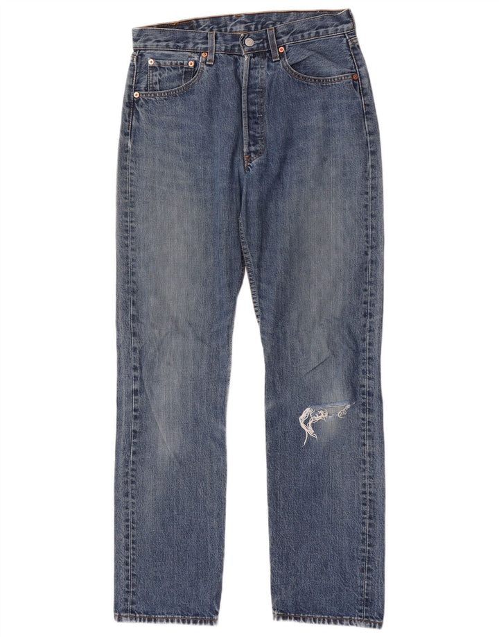 Damskie jeansy Levi's 501 w trudnej sytuacji W31 L32 Niebieskie bawełniane