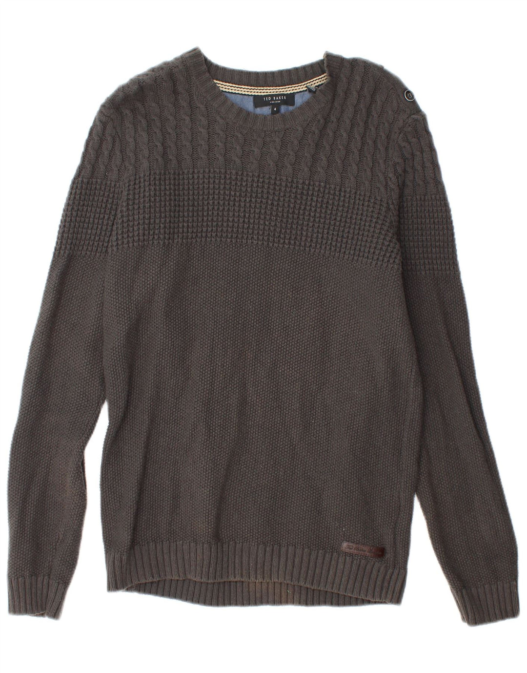 Damski sweter Ted Baker z dekoltem w łódkę, rozmiar 4, duży, szary, bawełniany