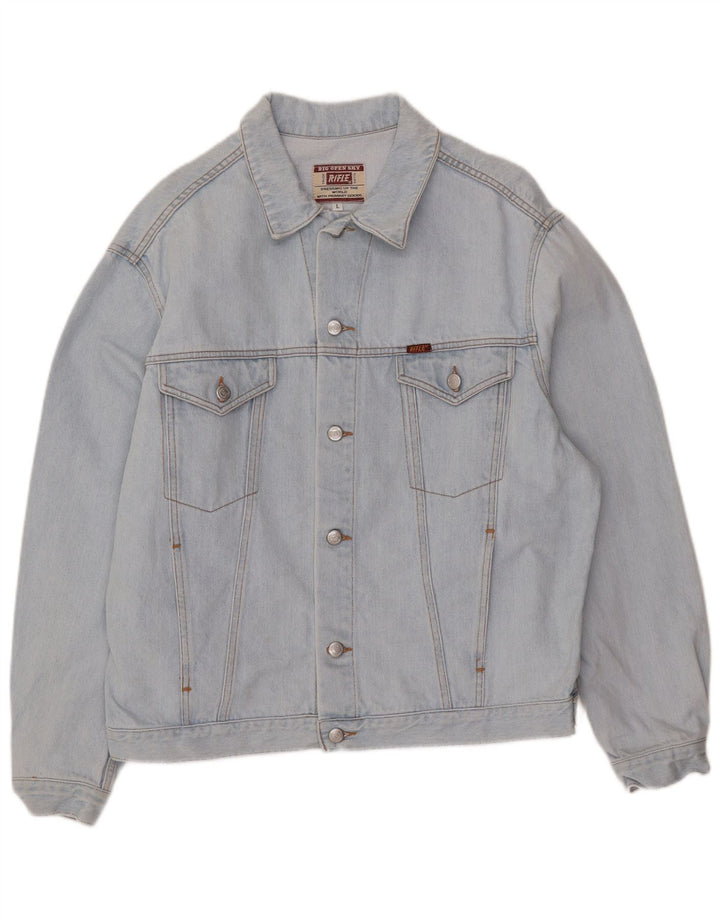 RIFLE Mens Denim Jacket UK 40 Large Blue Cotton