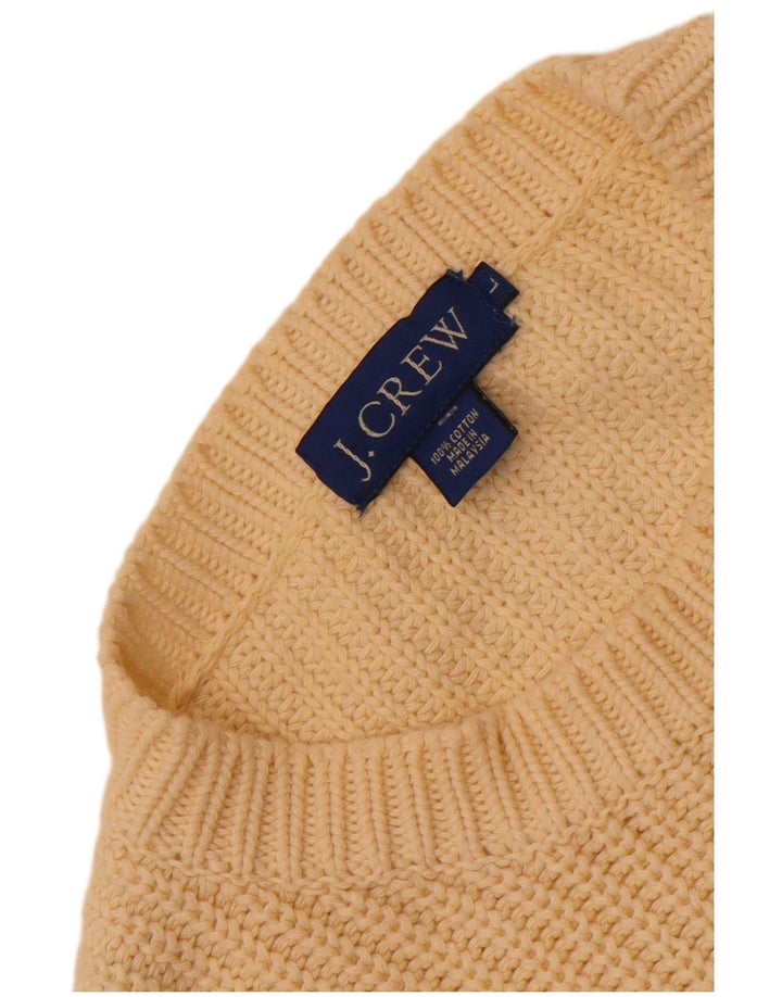 J. Crew Męski sweter z okrągłym dekoltem, duży, żółty, bawełniany