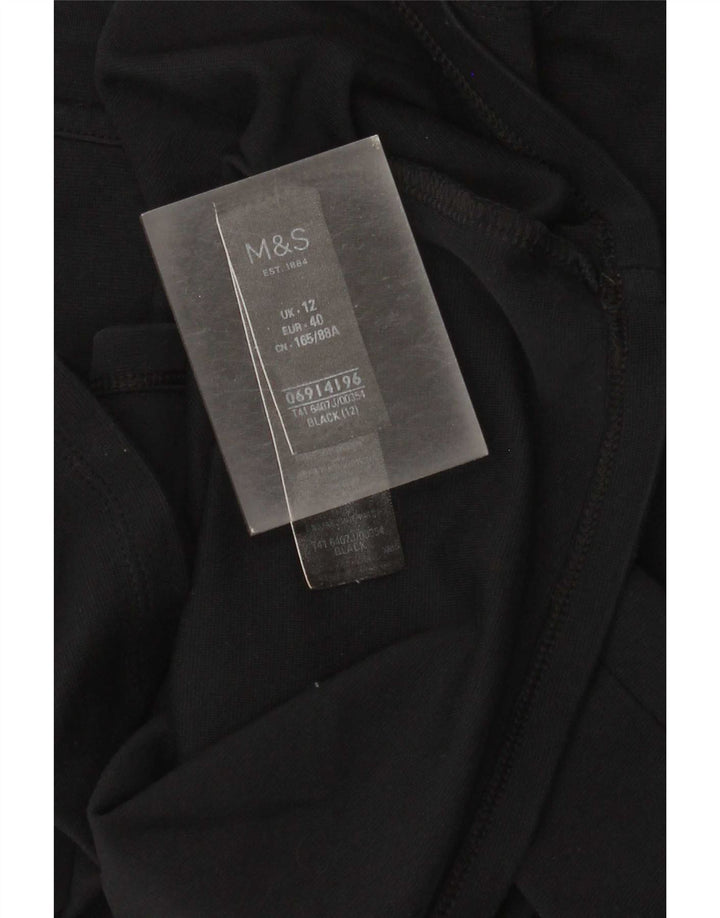 Marks & Spencer Damska tunika z rękawem 3/4, UK 12, średnia czarna bawełna