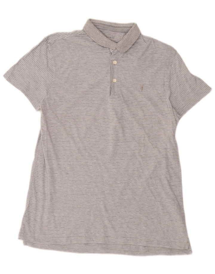 Męska koszulka polo All Saints, mała, szara, bawełniana w prążki