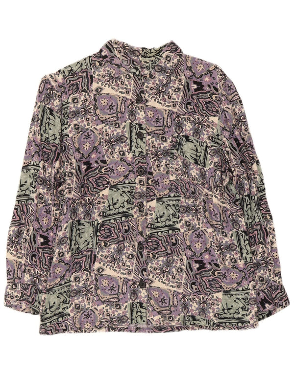 Koszula damska z rękawem 3/4 w stylu vintage, UK 14, średnia, wielobarwna patchworkowa