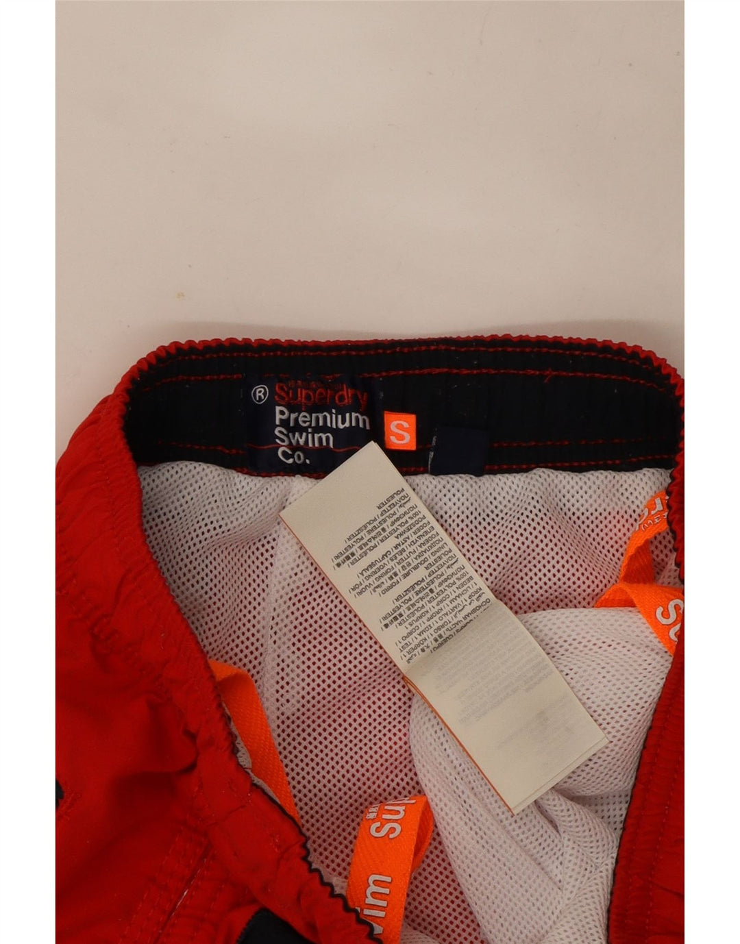 Męskie spodenki kąpielowe Superdry z grafiką, małe, czerwone, poliestrowe