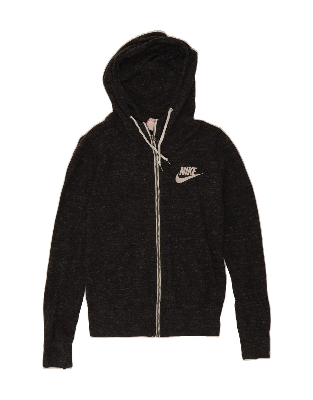 NIKE Womens Zip Hoodie Sweater UK 10 Small Grey Flecked Polyester Vintage Nike and Second-Hand Nike from Messina Hembry 