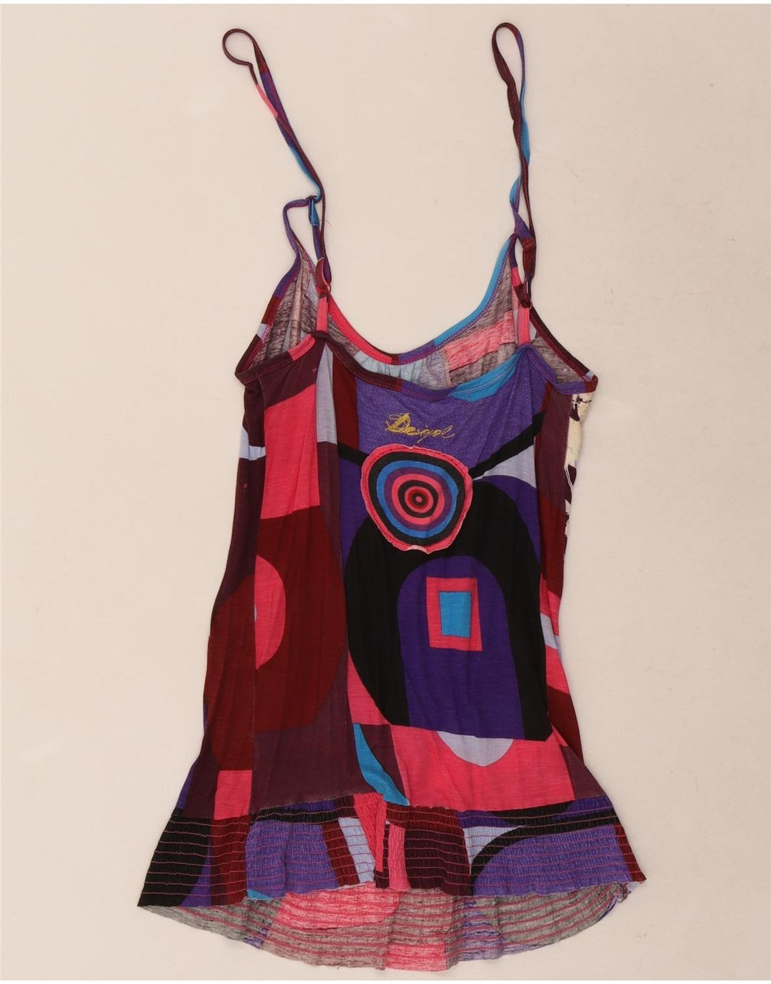 Damski top graficzny na ramiączkach Desigual UK 12, średni, wielobarwny motyl