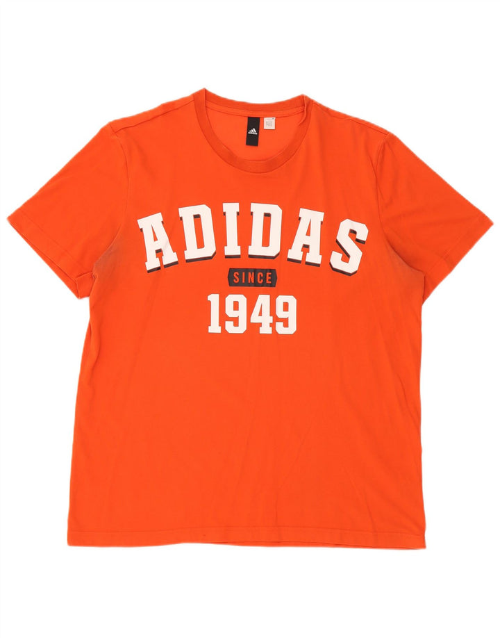 Adidas Męski T-shirt z grafiką, duży, pomarańczowy