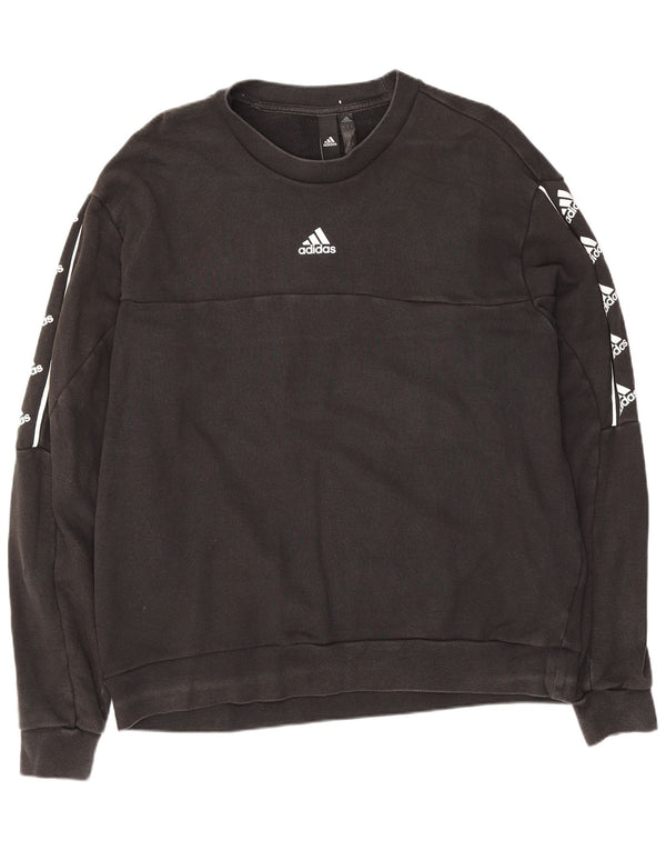 Męska bluza Adidas z grafiką, średnia czarna bawełniana