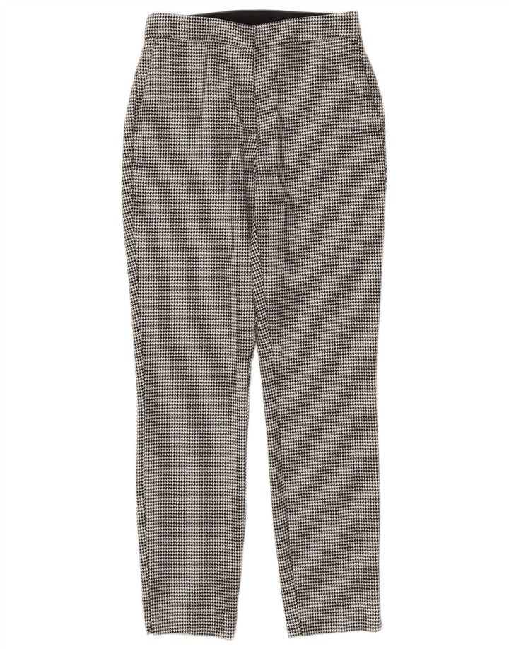 Spodnie damskie Zara Slim Chino, małe, W26 L27, czarne, poliestrowe w pepitkę
