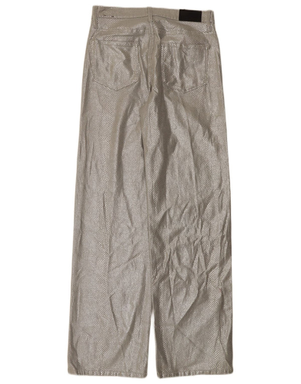 Damskie spodnie casual z wysokim stanem Calvin Klein W28 L32 Srebrny nadruk zwierzęcy