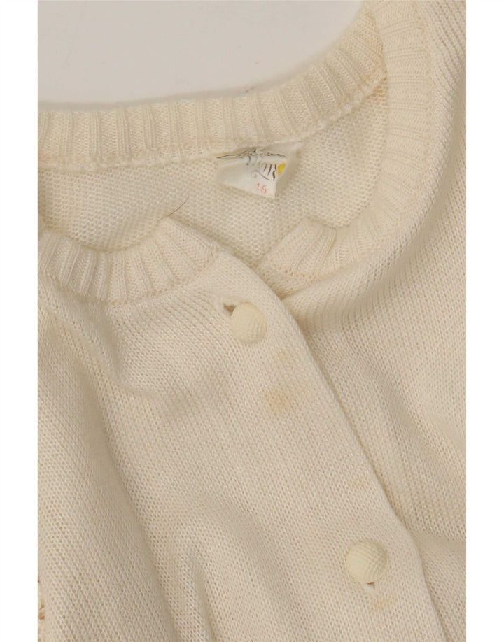 Sweter damski w stylu vintage IT 46, duży, złamany biały, poliakryl